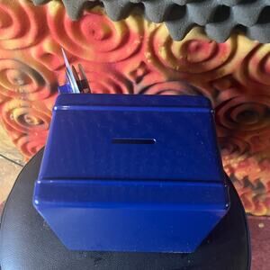 Blue MINI Metal Kid Coin Safe Bank Cash Box with Combination Lock 5.25"H